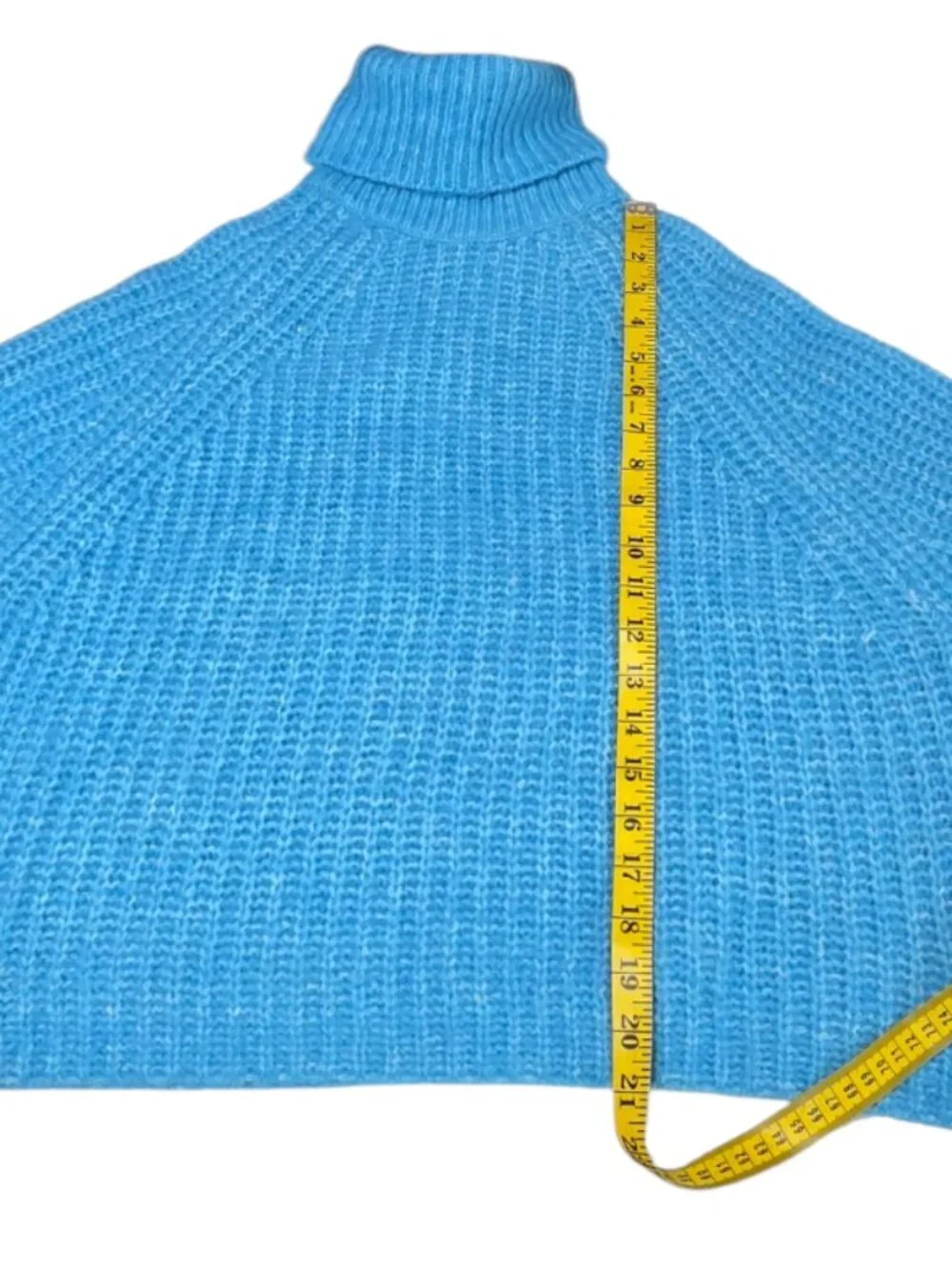 Zara Long Sleeve Turtleneck Knit Sweater, Blue, Pullover, Size M - Picture 4 of 7
